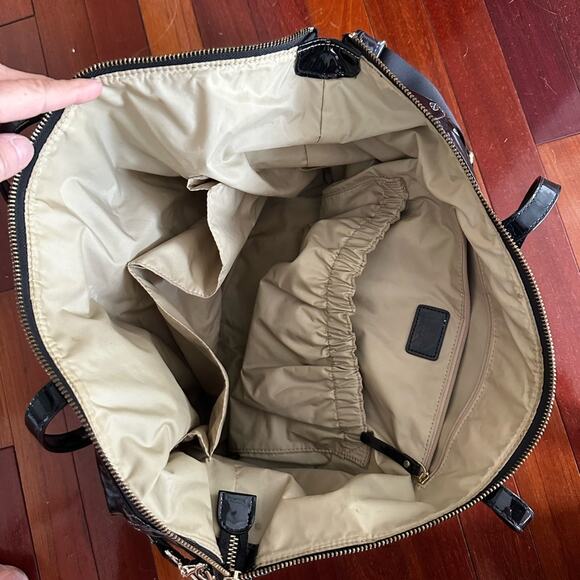 Kate Spade Mai Tai Drinks Tote Bag Weekender Black Vinyl Vacation Island Baby - Picture 6 of 12